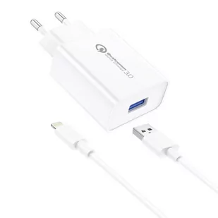 Ładowarka sieciowa Foneng EU13 + kabel USB do Lightning, 3A (biała) - Ładowarki do telefonów - miniaturka - grafika 1