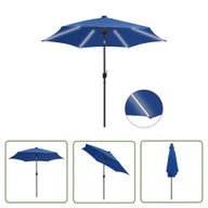 Parasole ogrodowe - The Living Store Parasol ogrodowy z LED i aluminiowym słupkiem 300 cm - niebieski - Parasol Ogrodowy - miniaturka - grafika 1