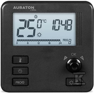 Auraton Libra czarny tygodniowy, przewodowy regulator temperatury - Regulatory i termostaty - miniaturka - grafika 1