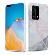 Etui i futerały do telefonów - Cadorabo Etui na Huawei P40 w kolorze różowego białego złota Marble No.9 TPU Silicone Etui na telefon komórkowy z wzorem Mosaic Silicone Case Ultra Slim Back Cover Case Bumper - miniaturka - grafika 1
