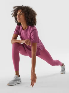 Damskie legginsy treningowe 4F 4FWAW24TFTIF30 - różowe - Spodnie sportowe damskie - miniaturka - grafika 1