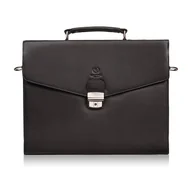 Teczki i aktówki - Męska aktówka ze skóry naturalnej brązowa na dokumenty teczka na ramie - miniaturka - grafika 1