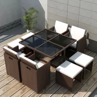 Meble ogrodowe - vidaXL 9-cz. zestaw mebli ogrodowych z poduszkami, rattan PE, brązowy 42526 - miniaturka - grafika 1