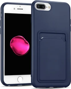 Etui na telefon komórkowy Apple iPhone 7 Plus / 8 Plus silikonowe etui ochronne z kieszenią na kartę Slim Wallet Case, niebieskie - Etui i futerały do telefonów - miniaturka - grafika 1