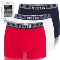 Majtki męskie - Mustang Bokserki Męskie Bawełniane 3 sztuki 4046 Czerwone Retro Rozmiar XL - miniaturka - grafika 1