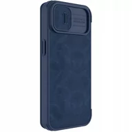 Etui i futerały do telefonów - Nillkin Qin Leather Pro Case etui iPhone 14 Plus osłona na aparat kabura pokrowiec obudowa z klapką niebieski - miniaturka - grafika 1