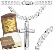 Naszyjniki męskie - Łańcuszek Srebrny Męski Pancerka 5,00 mm z Krzyżykiem pr 925 Grawer Gratis - Argmeta - miniaturka - grafika 1