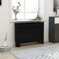 Akcesoria grzewcze - vidaXL Osłona na kaloryfer, czarna, 112x19x81 cm, MDF - miniaturka - grafika 1