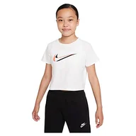 Koszulki dla dziewczynek - NIKE Koszulka dziewczęca G NSW SS Crop Tee, biała, L - miniaturka - grafika 1