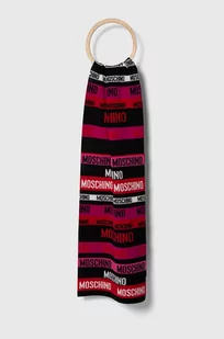 Moschino szalik wełniany kolor fioletowy wzorzysty - Apaszki i szaliki damskie - miniaturka - grafika 1