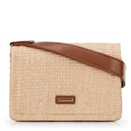 Torebki damskie - Damska crossbody z plecionki beżowo - brązowa - miniaturka - grafika 1