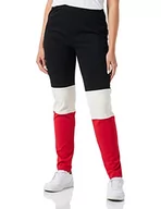 Spodnie damskie - Love Moschino Color Block Leg with Embroidered Knit Effect Heart Patch Spodnie Damskie Casual, Czarny beżowy czerwony, L - miniaturka - grafika 1