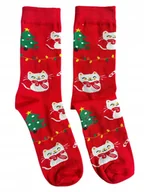 Skarpetki męskie - Skarpetki świąteczne w koty 35-38 skarpety świąteczne damskie męskie - miniaturka - grafika 1