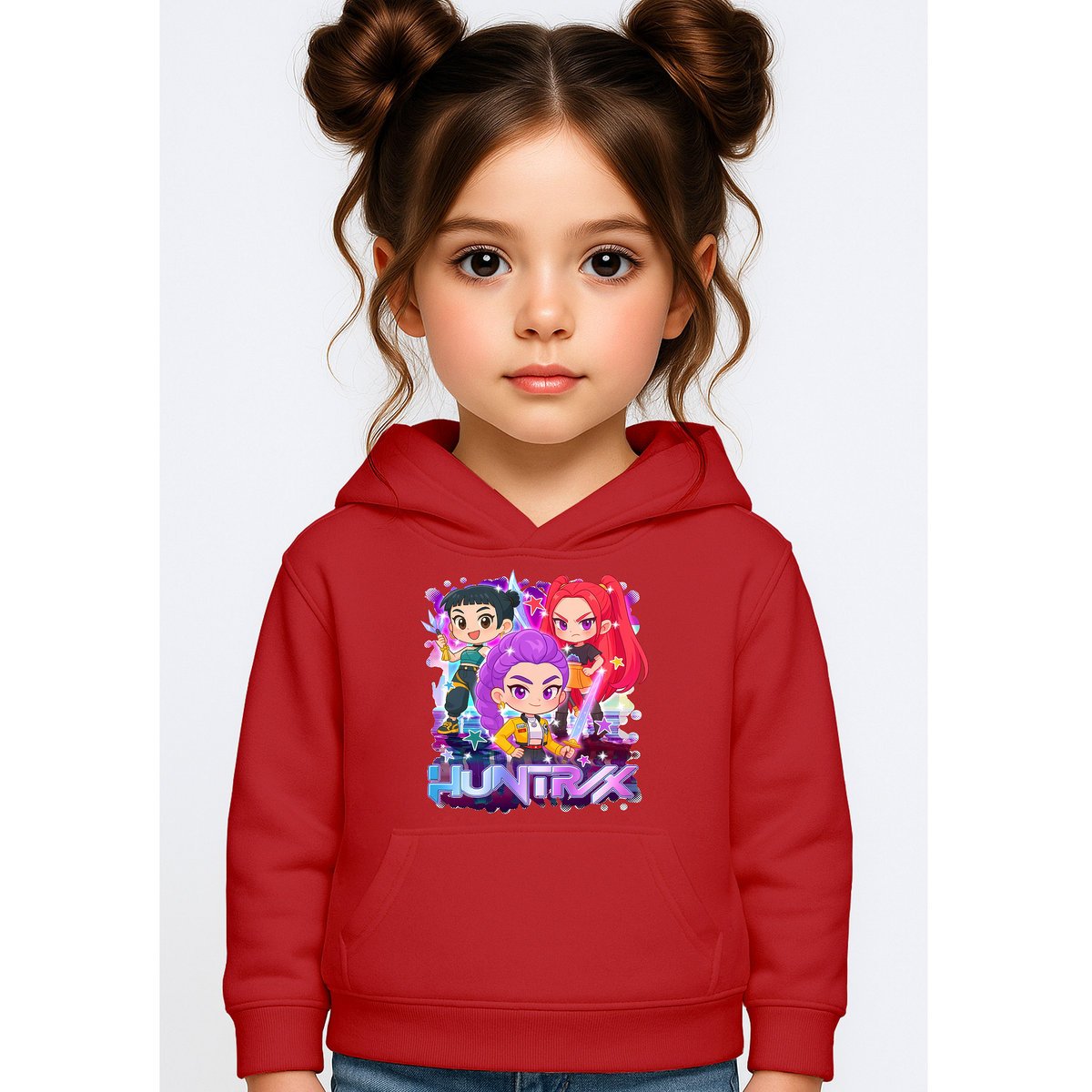 BLUZA DZIECIĘCA KPOP DEMON HUNTERS HUNTRIX 134-140 Z KAPTUREM BAWEŁNIANA