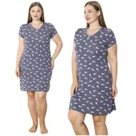 Bielizna nocna - KOSZULA NOCNA DAMSKA MORELLA Z WISKOZY WISKOZA KRÓTKI RĘKAW LETNIA KRÓTKA NA LATO KOBIECA SERDUSZKA 3XL - miniaturka - grafika 1