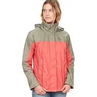 Płaszcze damskie - Marmot Kobiety Wm's PreCip Eco Jacket, Wodoodporna kurtka przeciwdeszczowa, oddychający płaszcz przeciwdeszczowy, składana wiatrówka hardshell, idealna na trekking, Grapefruit/Vetiver, S - miniaturka - grafika 1