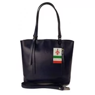 Torebki damskie - Torebka na ramię Vera Pelle ,Włoski skórzany kuferek format A4, Granatowa KM446BS - miniaturka - grafika 1