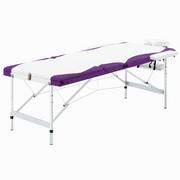 Stoły i łóżka do masażu - VidaXL 3-strefowy, składany stół do masażu, aluminium, biało-fioletowy - miniaturka - grafika 1