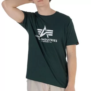 Koszulki sportowe męskie - Koszulka Alpha Industries Basic T-shirt 100501610 - zielona - grafika 1
