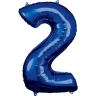 Balony i akcesoria - Balon foliowy cyfra 2 niebieski 88 cm - miniaturka - grafika 1