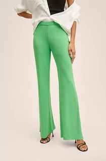 Spodnie damskie - Mango spodnie Nica2 damskie kolor zielony szerokie high waist - grafika 1