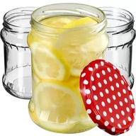 Pojemniki kuchenne - Słoiki Kisko 500ml 24 szt. 82mm + wieczka "Czerwony Groszek" - miniaturka - grafika 1