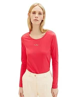 Koszulki i topy damskie - TOM TAILOR Damska koszulka z długim rękawem z napisem Basic, 19214-dawn Pink, 3XL - miniaturka - grafika 1