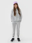 Spodnie i spodenki dla dziewczynek - 4F Spodnie dresowe joggery dziewczęce - szare 128 (7-8 lat) - miniaturka - grafika 1