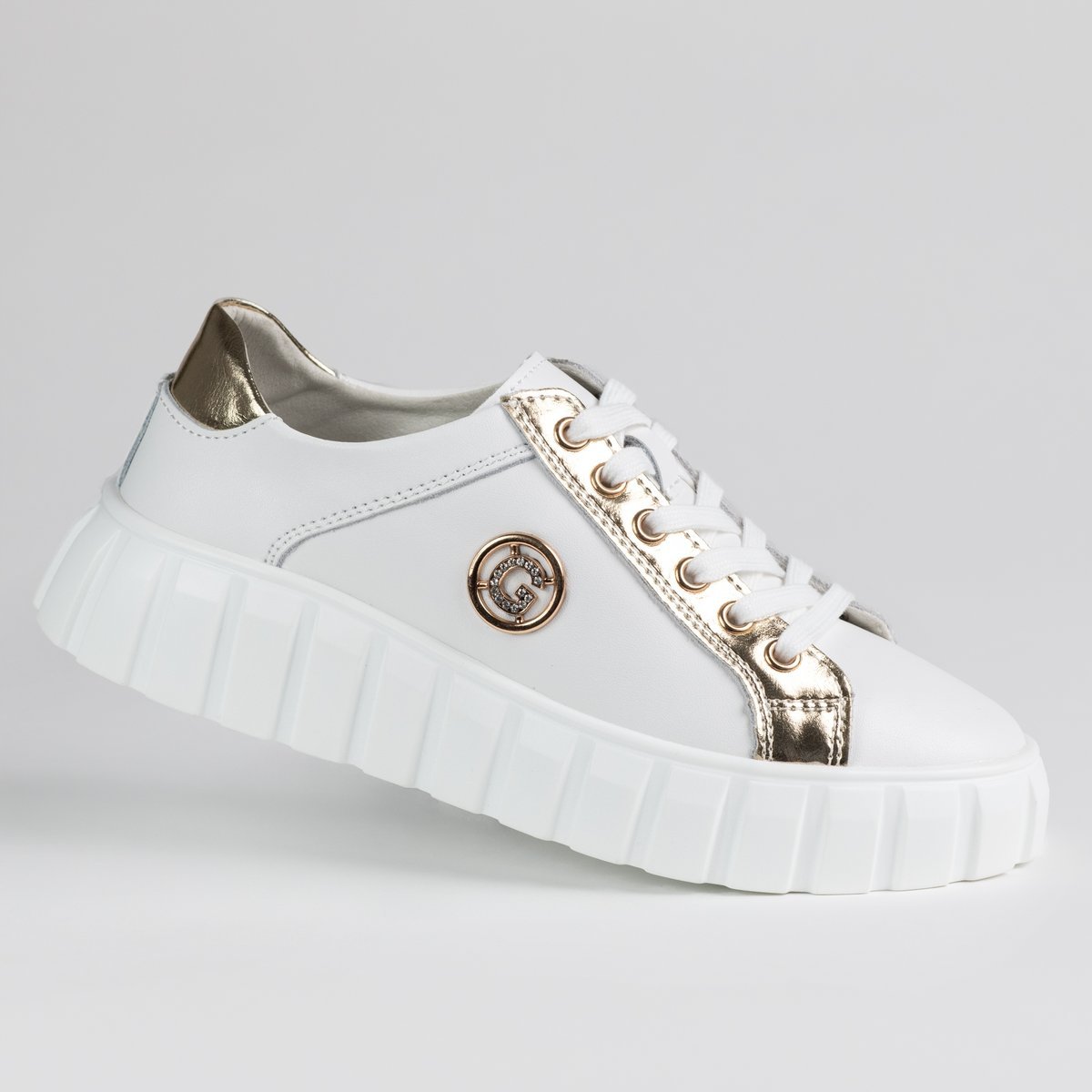 Półbuty damskie buty skóra naturalna GOODIN GD-XF-71 białe złote lekkie 41
