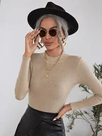 Swetry damskie - ZOMTOON Damski sweter z wiązanym dekoltem w prążki sweter dzianinowy dla kobiet (kolor: armia zielony, rozmiar: X-duży) - miniaturka - grafika 1