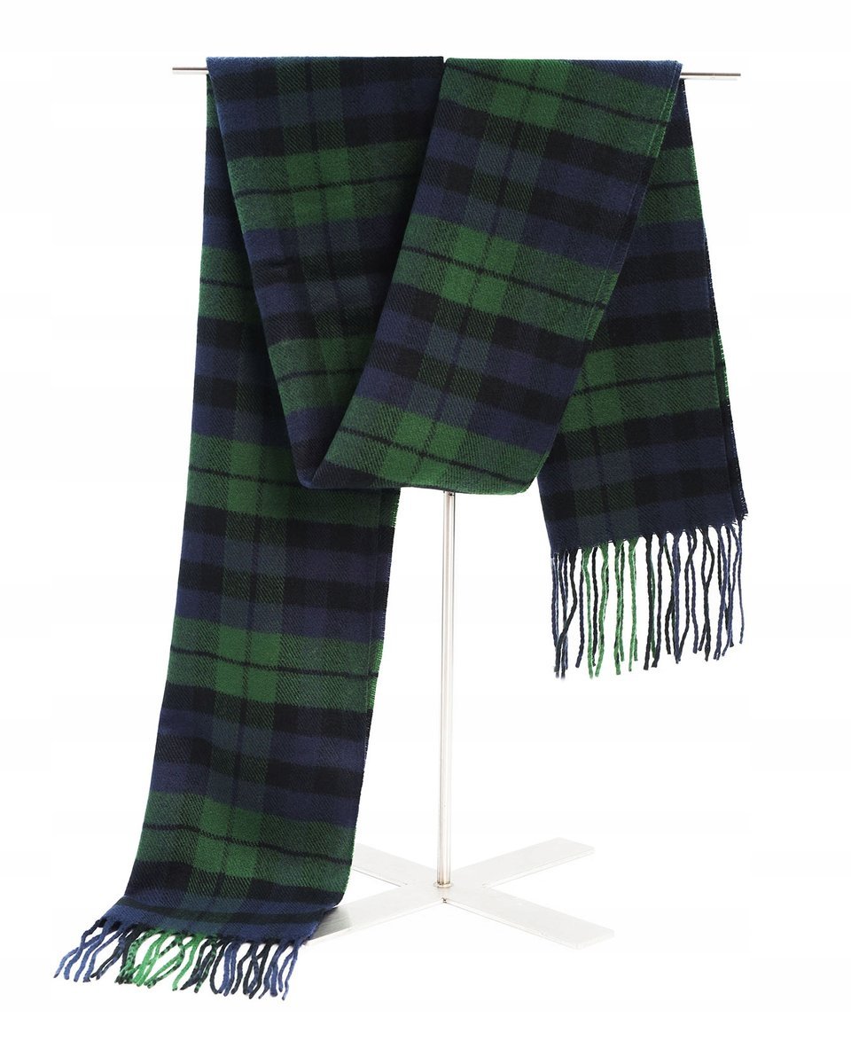 Szal Szalik Męski Zimowy Ciepły Granatowo - Zielony W Kratkę Pako Jeans