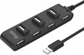 Huby USB - Equip 128957 7-portowy koncentrator USB 2.0, USB 2.0, USB 2.0, 480 Mbit/s, Czarny - miniaturka - grafika 1