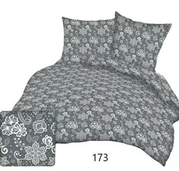 Karo Pościel bawełniana 160x200 szara grafitowa białe kwiatki 173 bawełna Max - Pościel - miniaturka - grafika 1