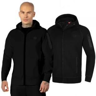 Bluza rozpinana z kapturem Pit Bull 300 Interlock Beachfront '24 - Czarna XL - Odzież taktyczna i umundurowanie - miniaturka - grafika 1