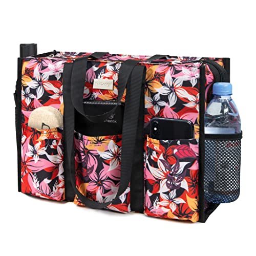TOPDesign Użyteczna wodoodporna torba na ramię z 13 kieszeniami zewnętrznymi i wewnętrznymi, górnym zapięciem na zamek błyskawiczny i grubym spodem, dla kobiet pracujących, nauczycieli, pielęgniarek, księgowych (kwiat z pięcioma płatkami)