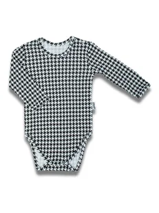 Dziecięce body bawełniane na długi rękaw w pepitkę białe Nicol,r.80 - Body dla niemowląt - miniaturka - grafika 1
