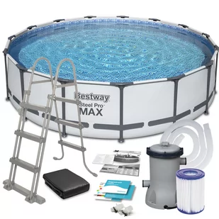 Bestway Basen Stelażowy 15 Ft / 457cm x 107cm Steel Pro Max 56488 - Materace dmuchane i koła do pływania - miniaturka - grafika 2