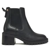Botki damskie - Botki Tommy Hilfiger Th Leather Chelsea Cleated Heel FW0FW08774 Czarny - miniaturka - grafika 1