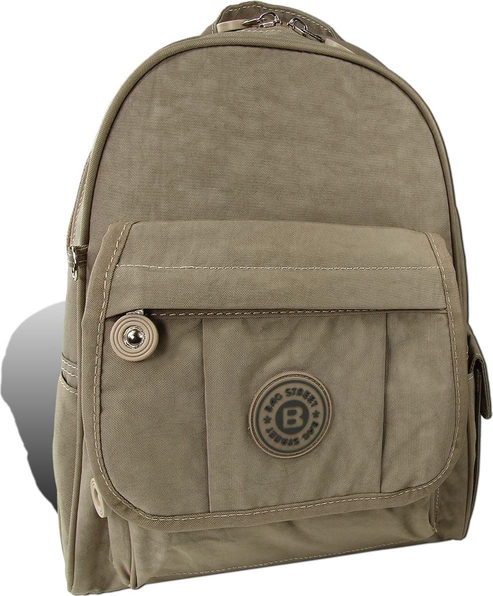 Damski plecak miejski D2ORJ201L z marszczonego nylonu w kolorze kamiennym