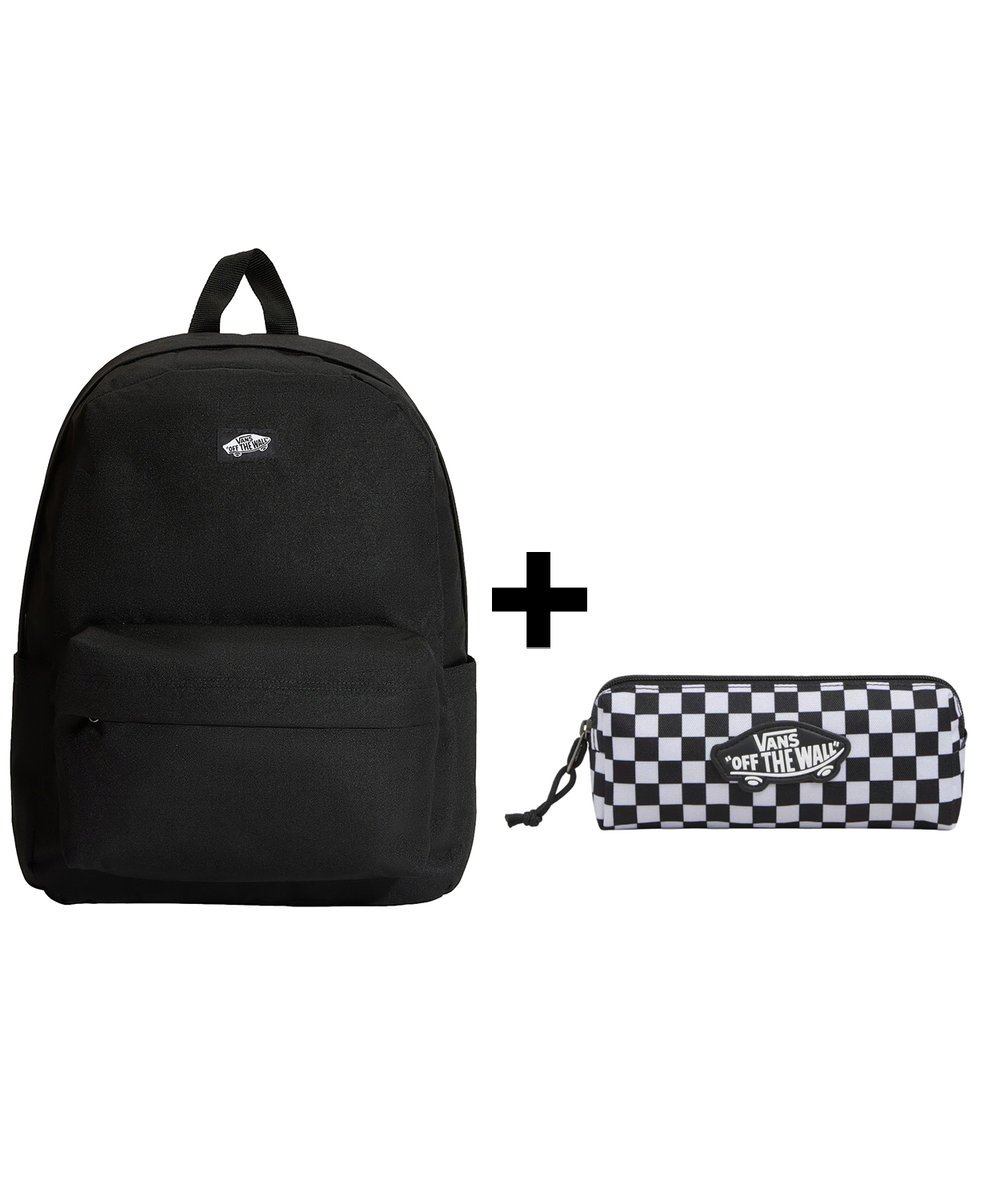 Zestaw Vans - Plecak OLD SKOOL VN000H4WBKA Black/Black + Piórnik OLD SKOOL PENCIL POUCH VN000H58Y28 Black/White ONE SIZE