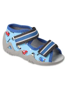 Chłopięce kapcie niebieskie Befado - Kapcie damskie Chłopięce kapcie niebieskie Befado - Kapcie damskie - miniaturka - grafika 1