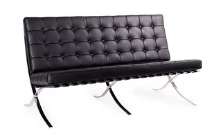 King Home Sofa BARCELON czarna skóra naturalna stal polerowana (T03-2.BLACK) - Sofy i kanapy - miniaturka - grafika 1