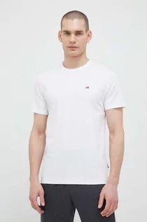 Koszulki męskie - Napapijri t-shirt bawełniany kolor biały gładki - grafika 1