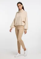 Swetry damskie - Risa Sweter Beżowy z Długim Rękawem z Golfem Xs/s Jme - miniaturka - grafika 1