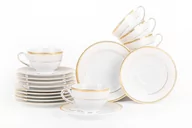 Serwisy do kawy i herbaty - Serwis herbaciany polska porcelana 6 os. 12 elementów biały / złoty wzór MARTHA GOLD Konsimo - miniaturka - grafika 1