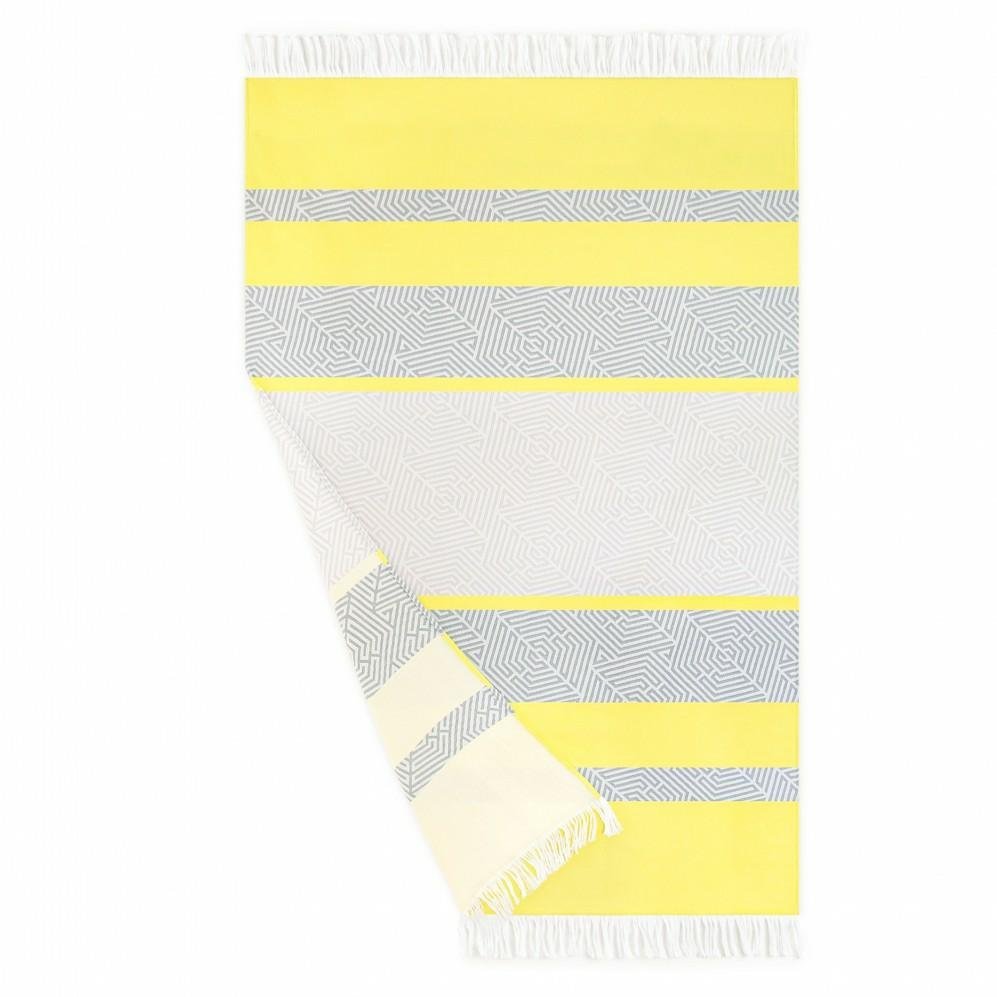 Ręcznik plażowy 100x160 Fouta Malaga żółty szary Zwoltex