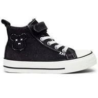 Buty dla dziewczynek - Trampki Dziecięce Jeansowe Czarne Wysokie Wygodne Na Rzepy Buty 30 - miniaturka - grafika 1
