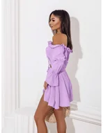 Komplety damskie - Muślinowy komplet bluzka i spodenki - KORSO - lila - miniaturka - grafika 1