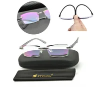 Okulary korekcyjne, oprawki, szkła - Bezramkowe gotowe okulary Minusy -3.00 przydymione z antyrefleksem ST321 - miniaturka - grafika 1