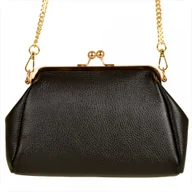 Torebki damskie - Torebka retro czarna skóra naturalna zatrzask - miniaturka - grafika 1